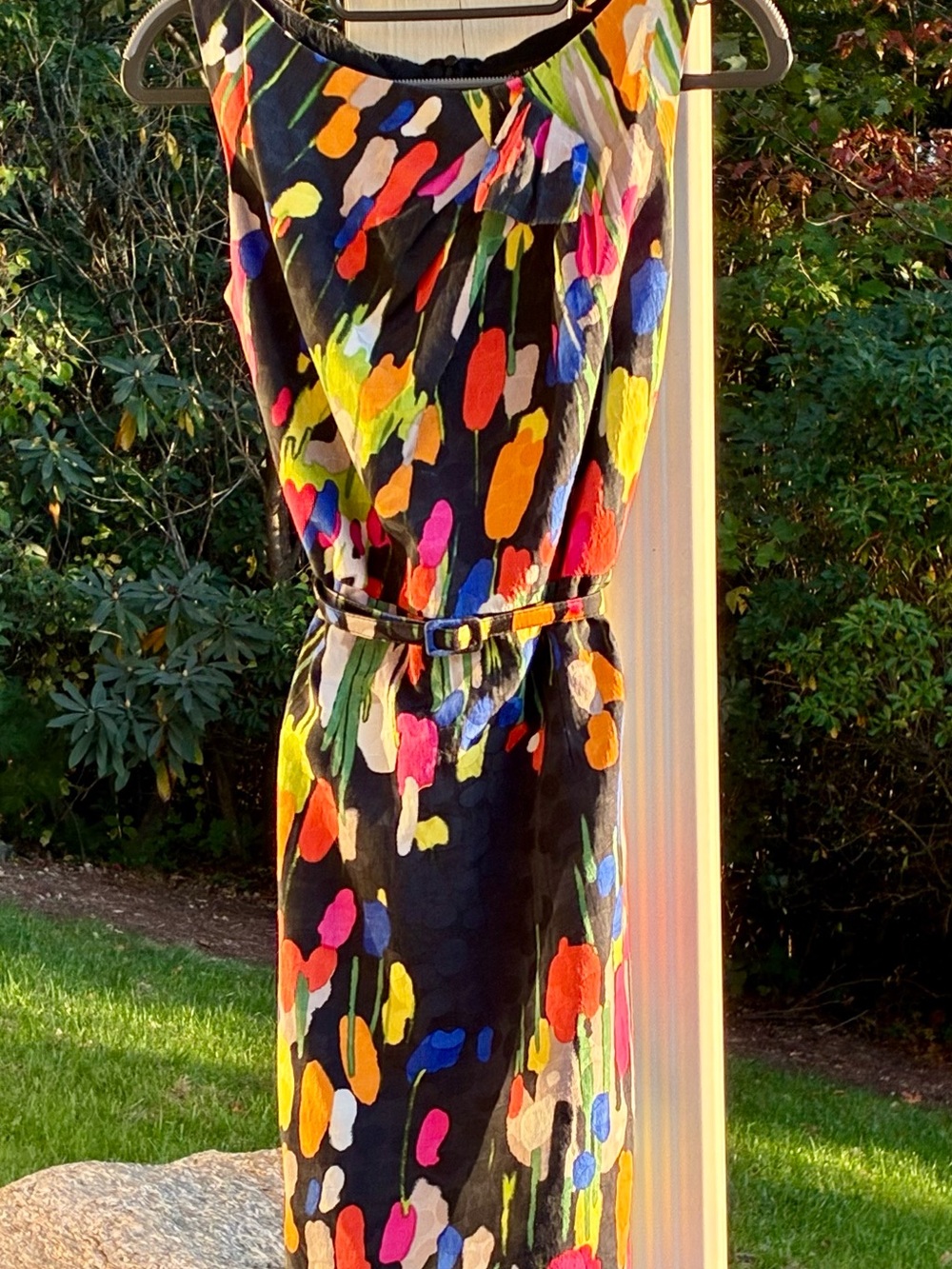 David Meister Black Multicolor Abstract Maxi Dress